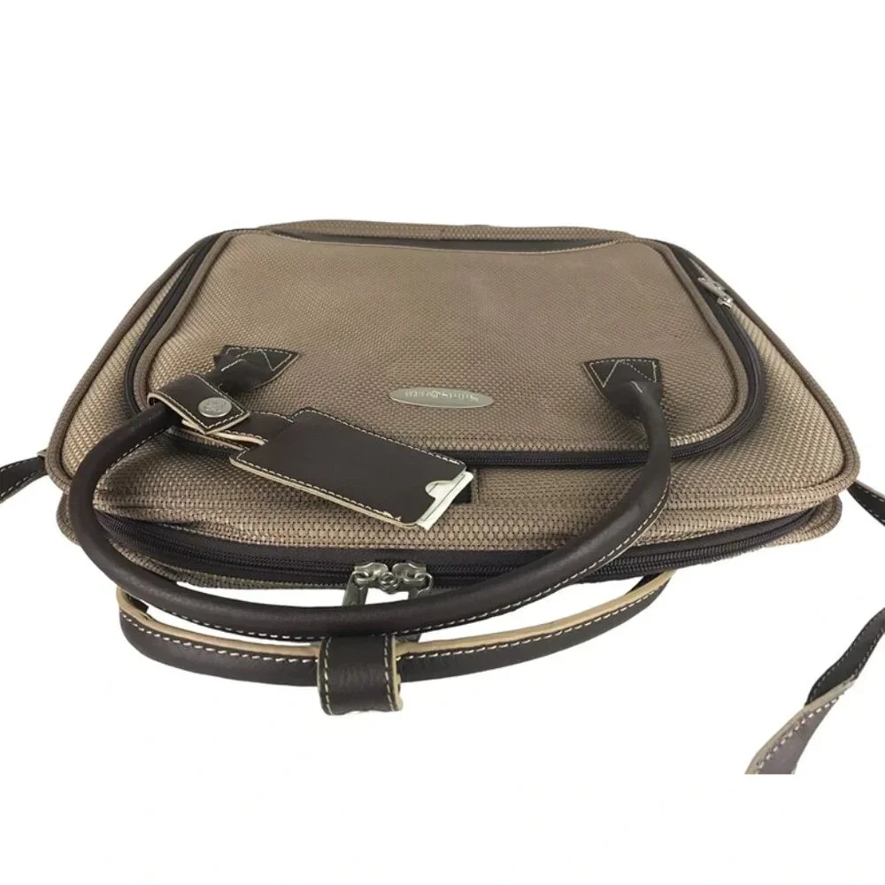 Samsonite Womens Beige Inner Pockets Zip Around Detachable Strap Laptop Bag‎